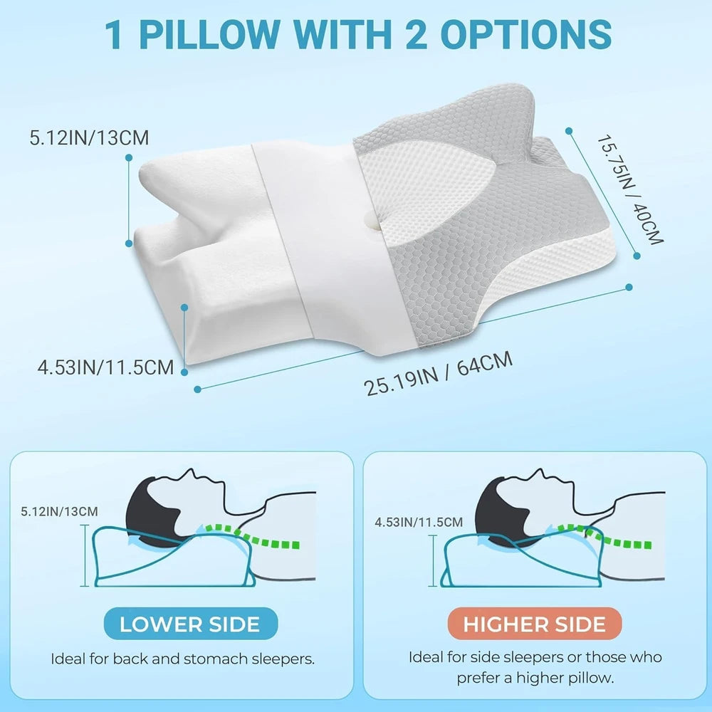 Elviros Cervical Memory Foam Neck Pillow for Pain Relief