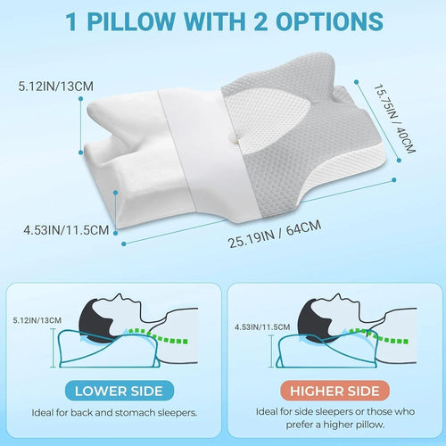 Elviros Cervical Memory Foam Neck Pillow for Pain Relief