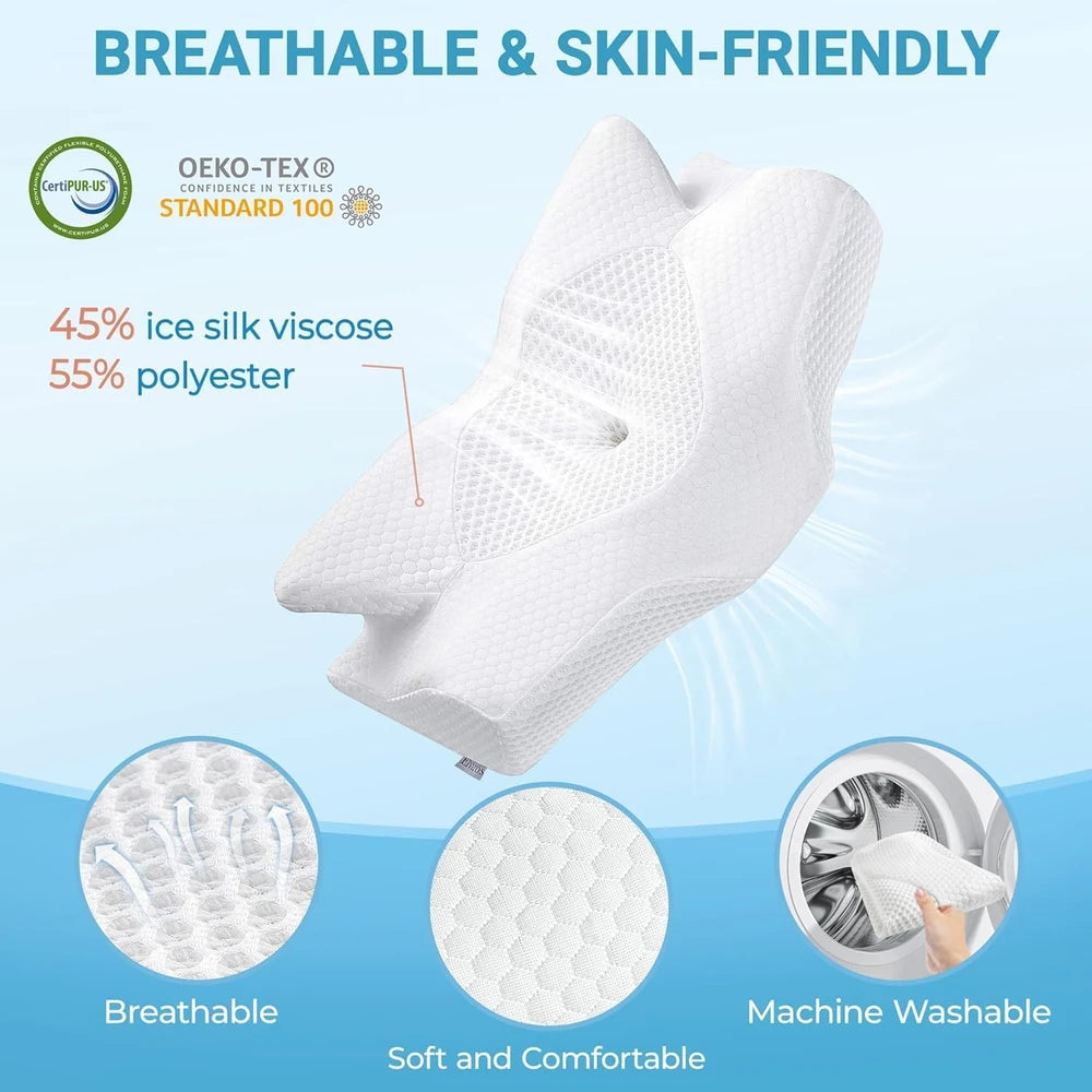Elviros Cervical Memory Foam Neck Pillow for Pain Relief