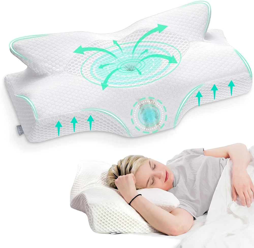 Elviros Cervical Memory Foam Neck Pillow for Pain Relief
